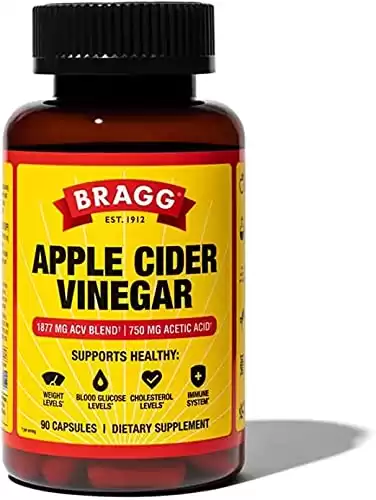 Bragg Apple Cider Vinegar Capsules - Vitamin D3 & Zinc - 750mg of Acetic Acid