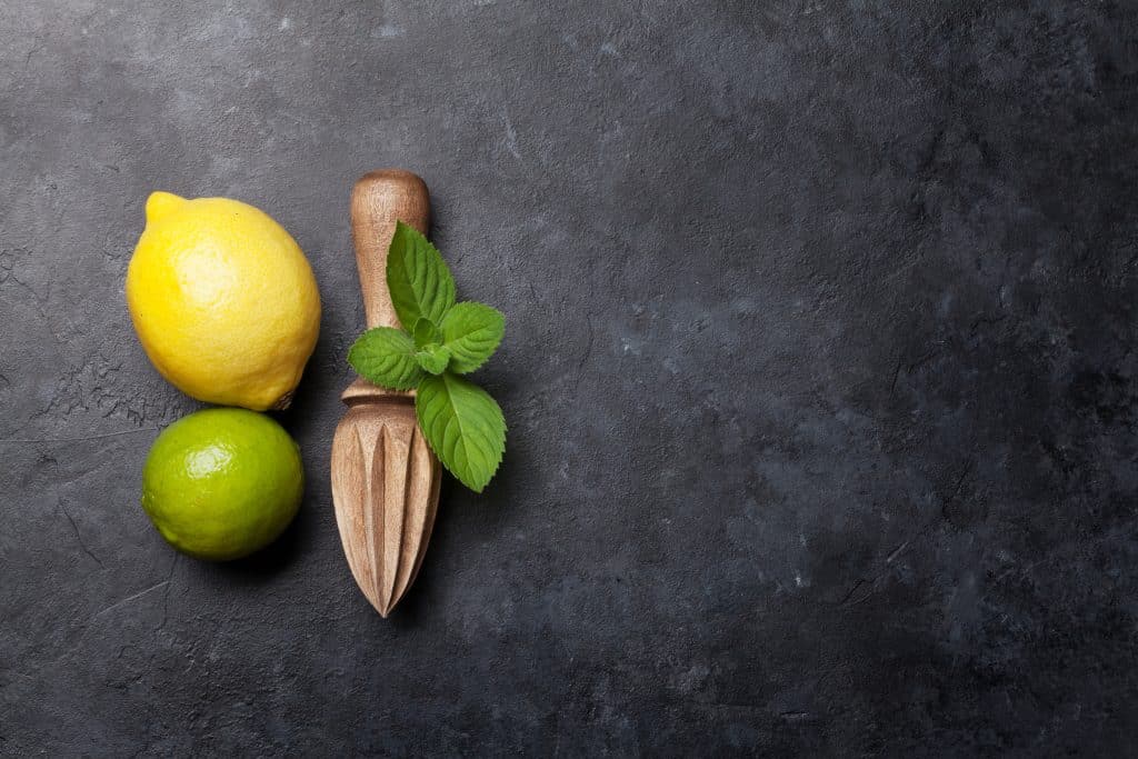 Ingredients for homemade lemonade. Lemon, lime and mint.